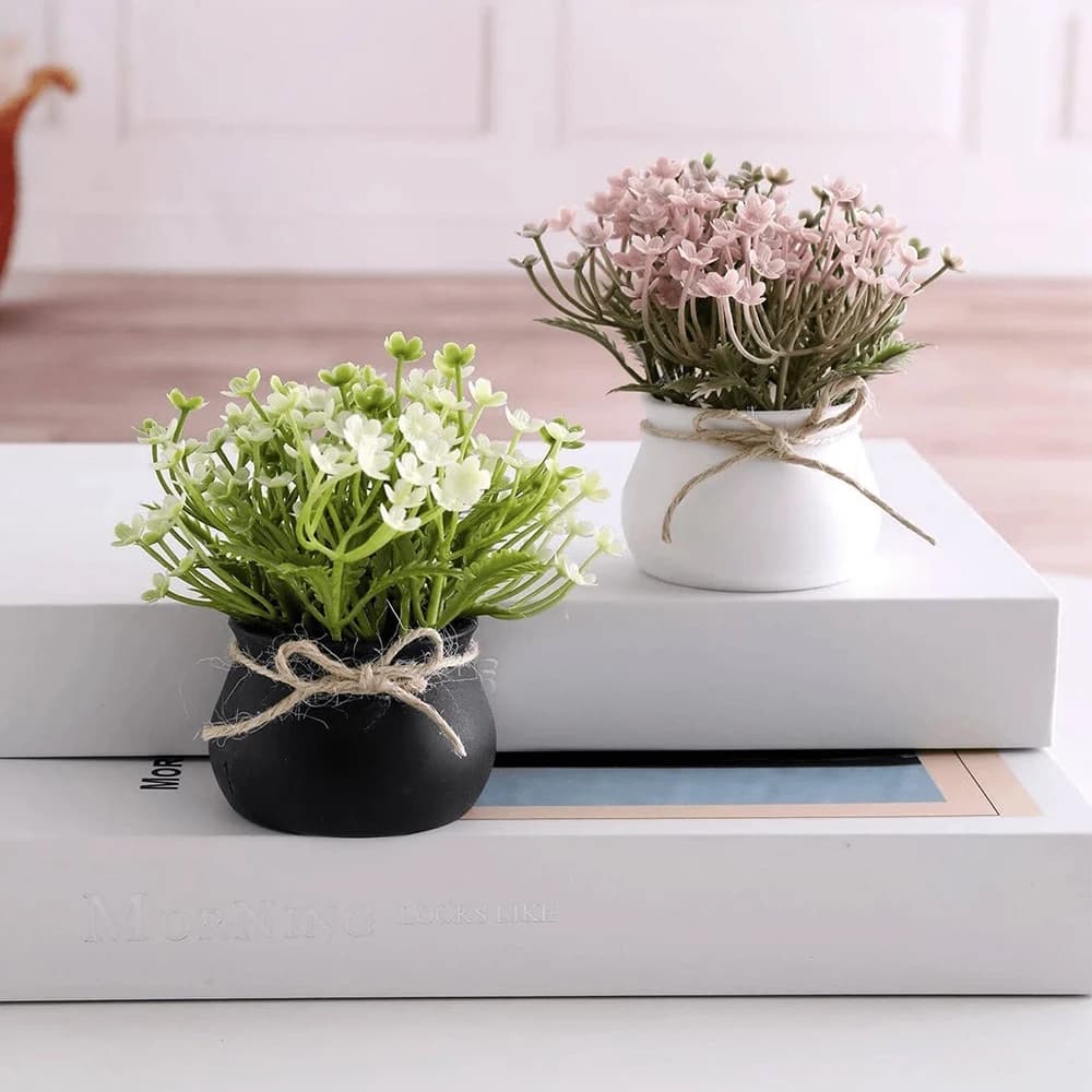 Pianta Artificiale in Miniatura in Vaso per Decorazione Casa, Ufficio, Scrivania e Forniture per Matrimoni