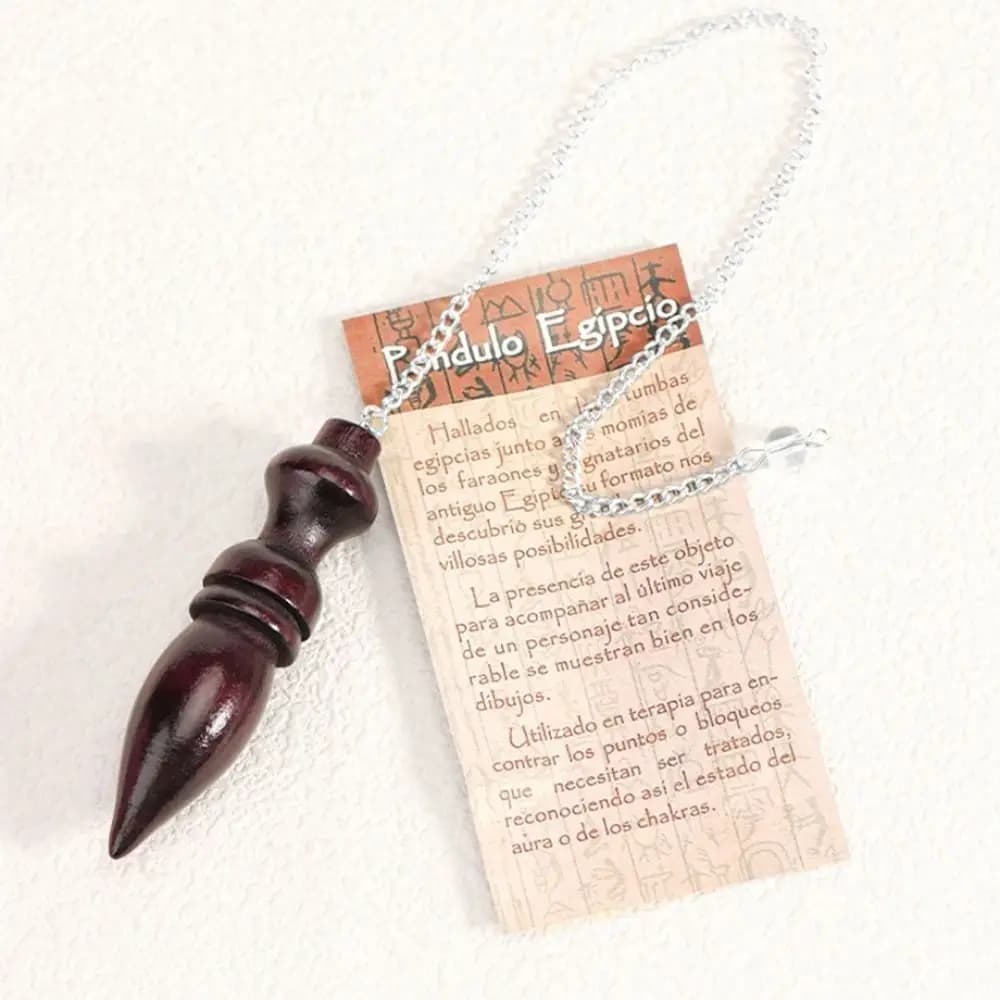 Pendolo portatile in legno di legno naturale, amuleto, pendente a pendolo Reiki curativo con catena, pendolo spirituale Reiki per radiestesia