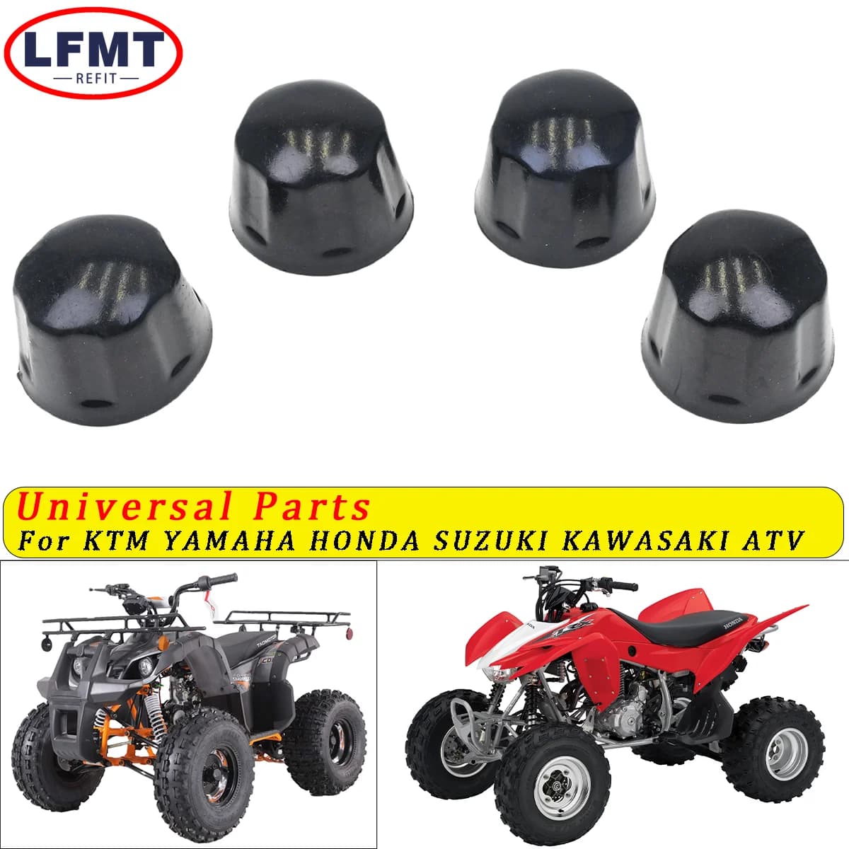 Cappucci di ricambio per coperchio in gomma per cerchione mozzo ruota da 4 pezzi Parti ATV quad per ATV 110-250cc