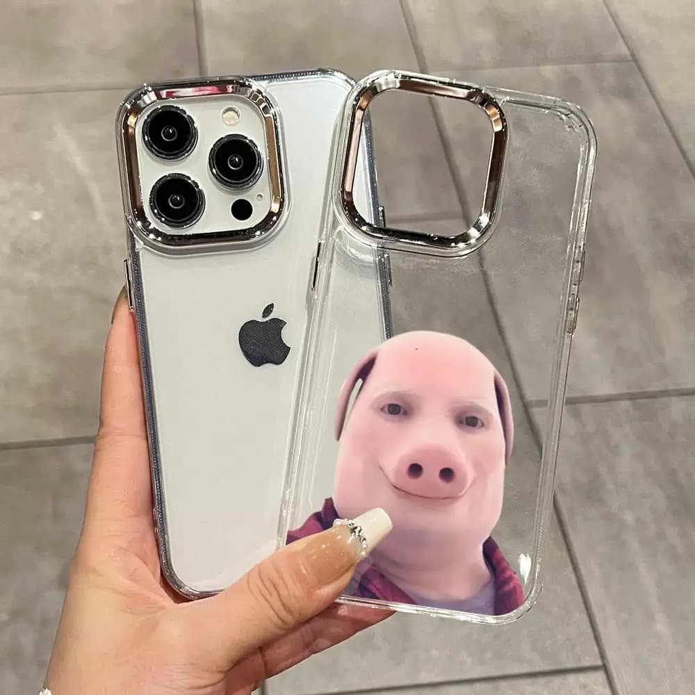 Cover per telefono J-John Pork per iPhone 17 Air 16 15 14 Plus 13 12 11 Pro Max 16e, antiurto, trasparente HD