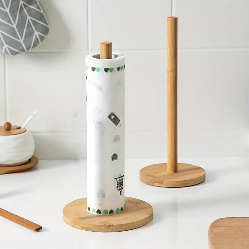 1PC modern wooden kitchen roll towel holder for bathroom towels base organizer for disposable paper pots for kitchen
