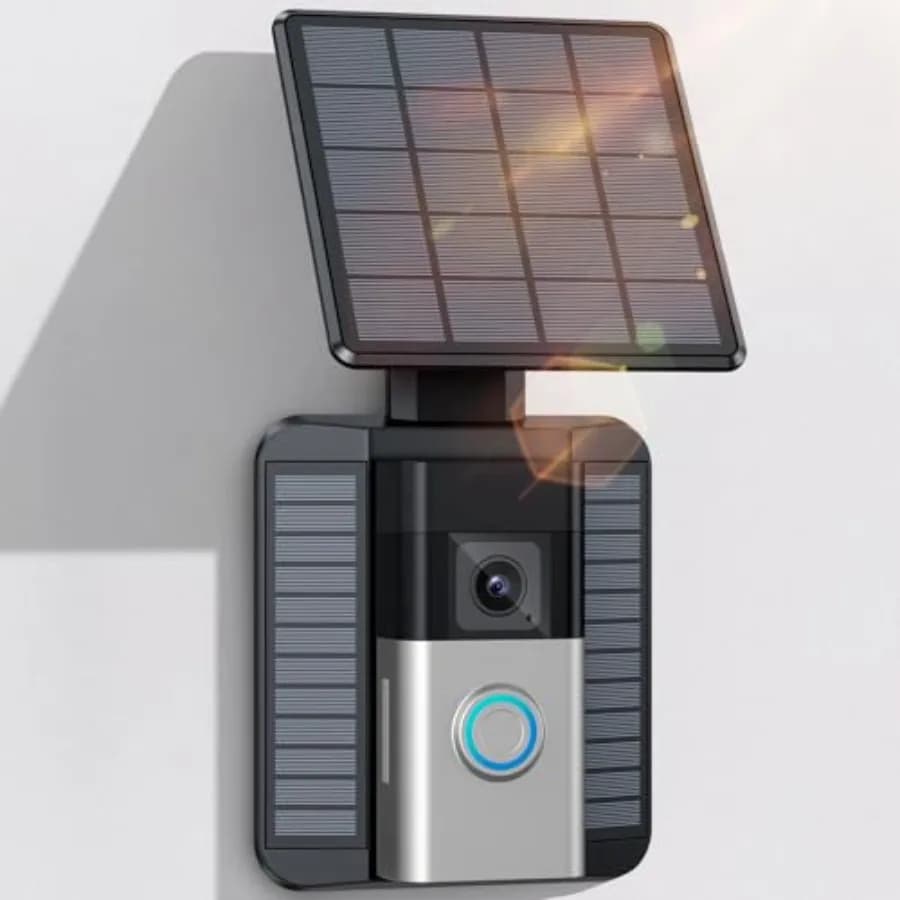 Caricatore solare compatibile con Ring Video Doorbell 3/3 Plus/4/Battery Doorbell Plus/Battery Doorbell Pro - Ricarica tramite porta a 2 pin