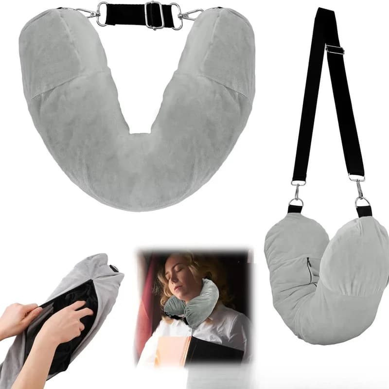 Fillable travel neck pillow case storage bag, portable explosion-proof zipper bag, airplane pillow filling bag
