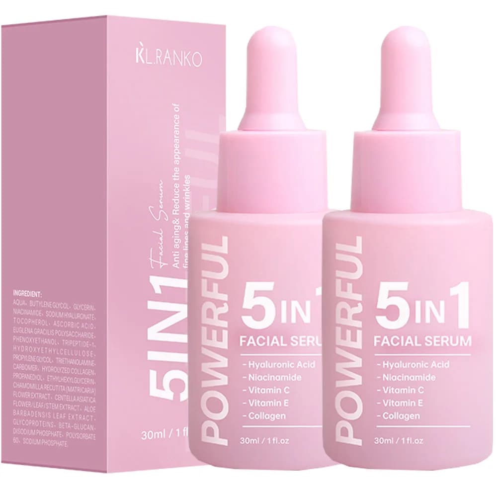 5 In1 Hyaluronic Acid Face Serum Hydrating Scratch Scent Lines Vitamin C Serum Shrimping Pore Skin Care 30ml