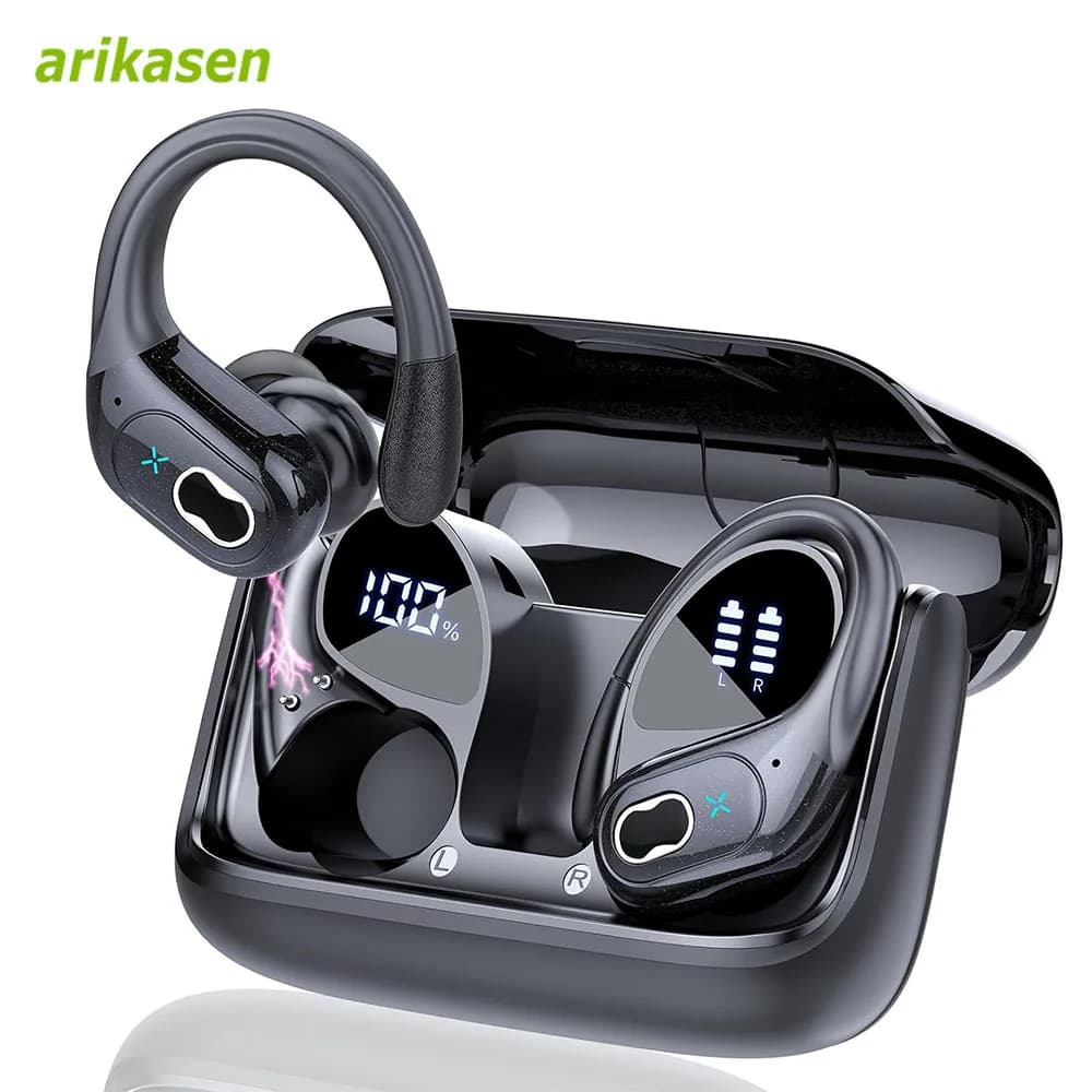 Cuffie Bluetooth 5.3 2024 Auricolari wireless 75 ore Sport Auricolare Bluetooth con microfono con cancellazione del rumore Cuffie impermeabili IPX7