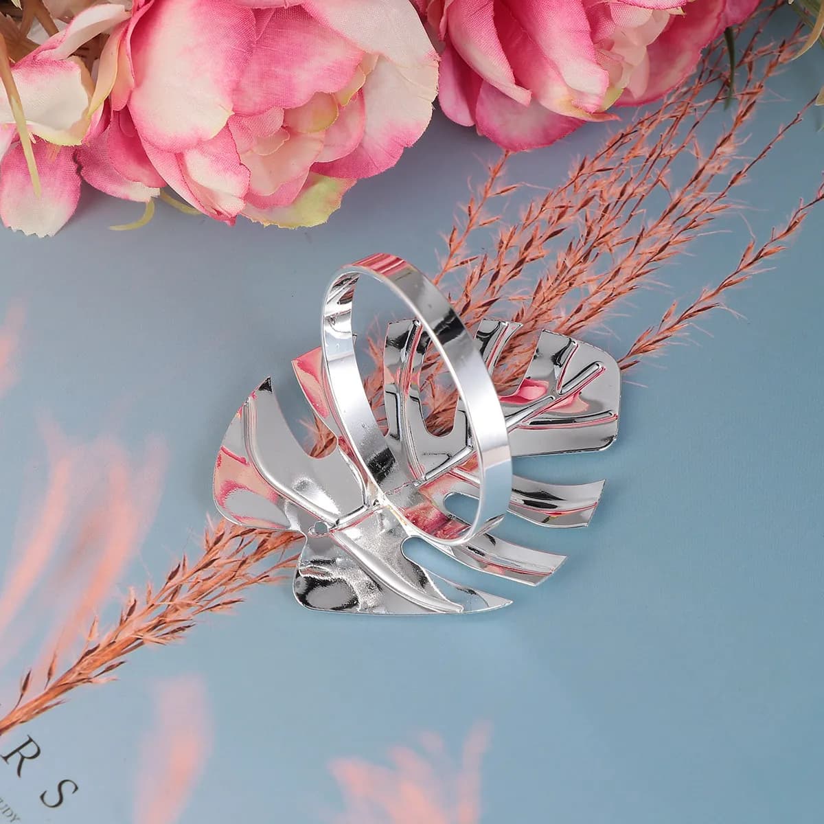 Set di 6 portatovaglioli lucidi Monstera, moderni ed eleganti, per banchetti, matrimoni, feste di compleanno, decorazioni