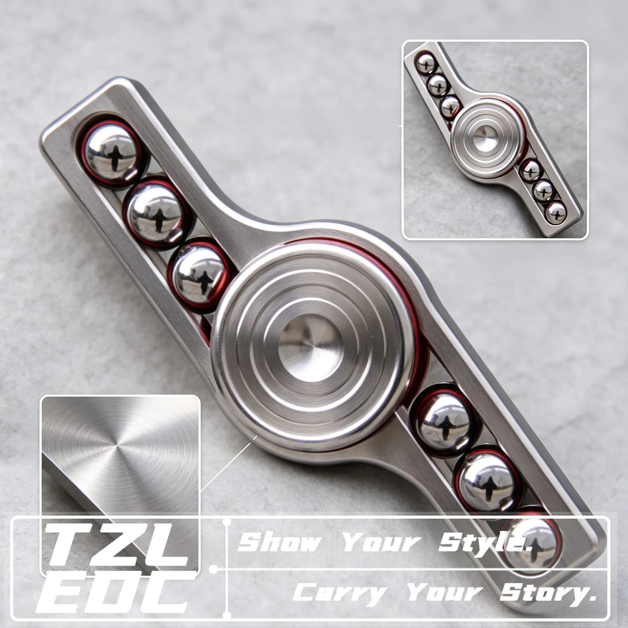 304 Stainless Steel Fidget Spinner, Removable Bearing EDC Hand Toy, Quiet Spin Stress Relief Toy for Adults