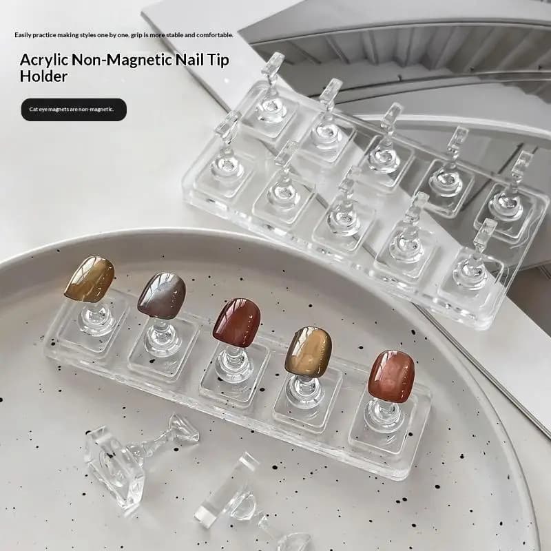 Supporto per unghie in acrilico non magnetico, per pratica e presentazione, ideale per gel effetto occhio di gatto e press-on, strumento per manicure