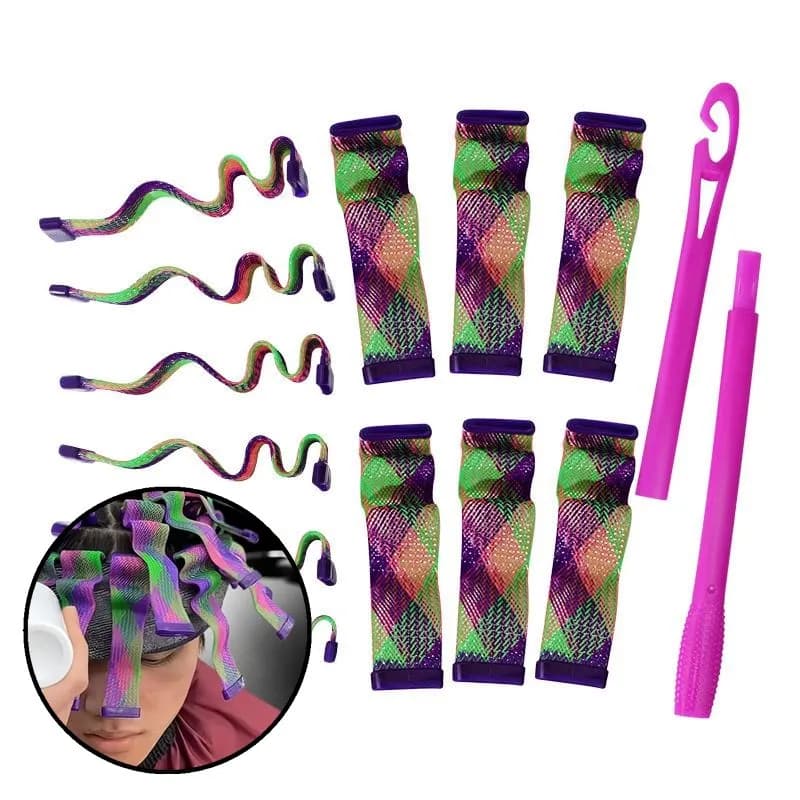 18/28 Pz Heatless Magic Wave Water Blossom Hair Bigodino Texture Automatic Rolling Bar Hairs Styling Waves Forming Hairdresser Tool