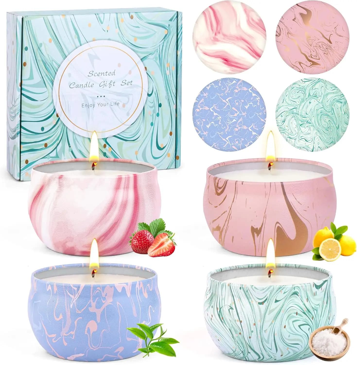 Gift Set of 4 Perfume Candles for Women, Aromatherapy and Home Decoration for Christmas and Birthday