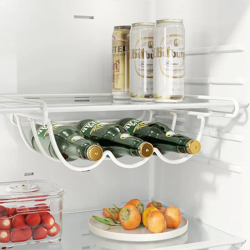 Accessori creativi per l'arredamento della casa Bottiglia di birra Organizzatore per frigorifero Espositore per vino Supporto per ripiano Gancio per frigorifero