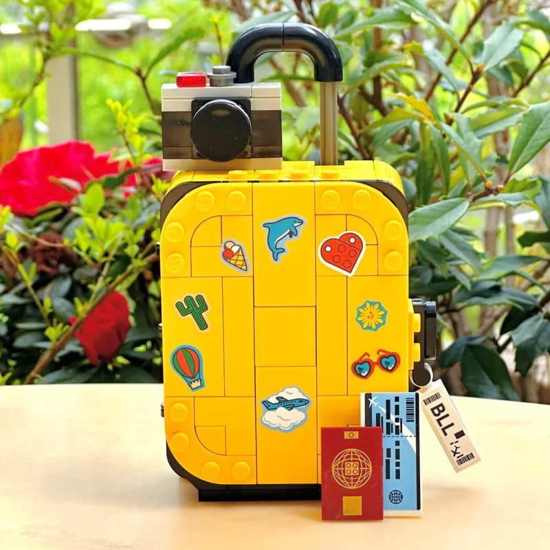 Puzzle a Forma di Valigia da Viaggio Gialla, Gioco di Costruzione Eonal, Modello per Adulti, Decorazioni, Regalo, Serie per Ragazze, Rompicapo