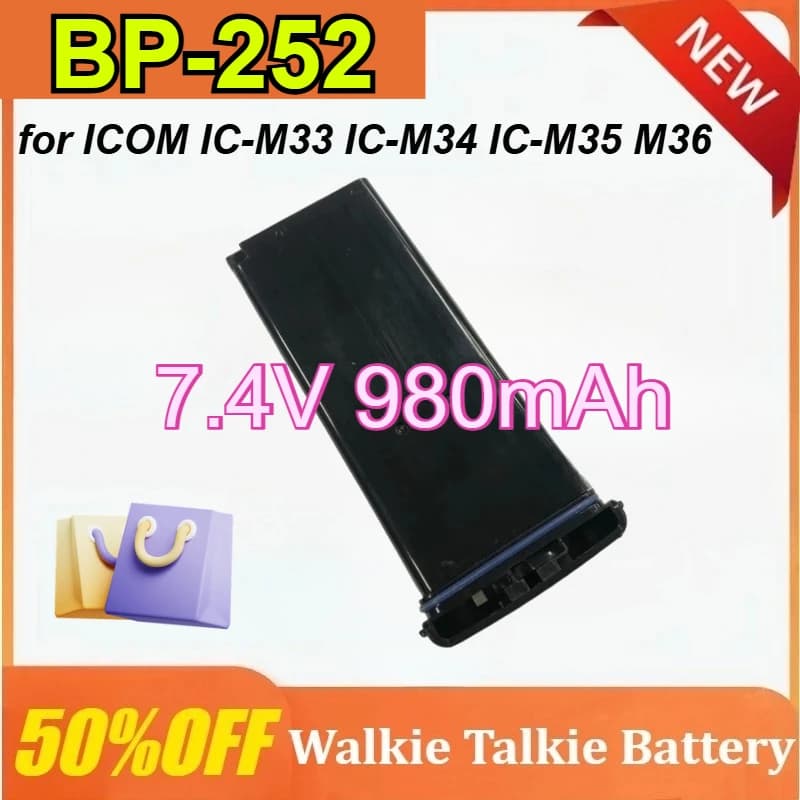Nuovo 7.4V 980mAh BP-252 per ICOM IC-M33 IC-M34 IC-M36 M35 Walkie-talkie Batteria
