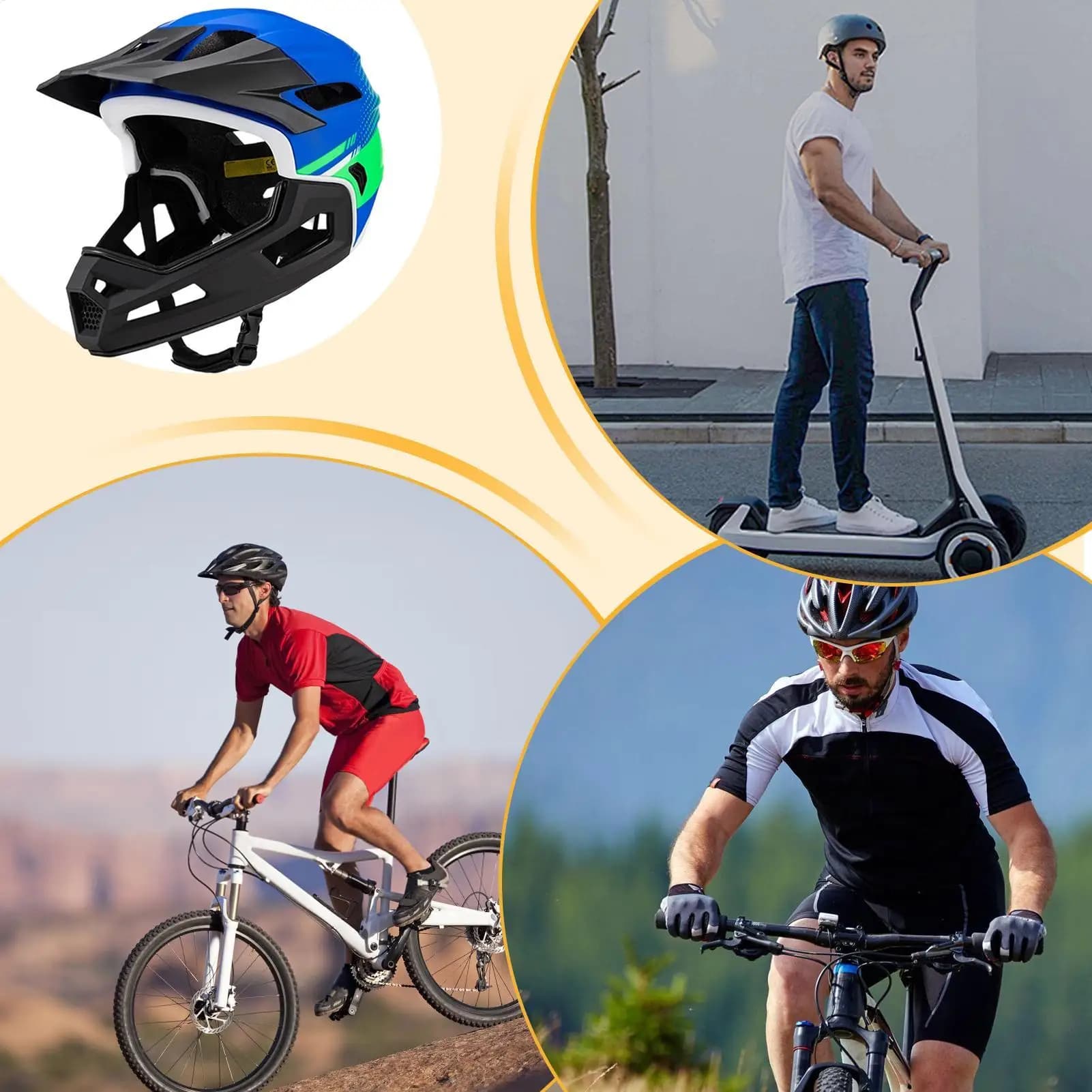 Integral Bike Helmet Head Protection for Cycling Light Cycling Helmet for Bike Motocross Scooter Mountain