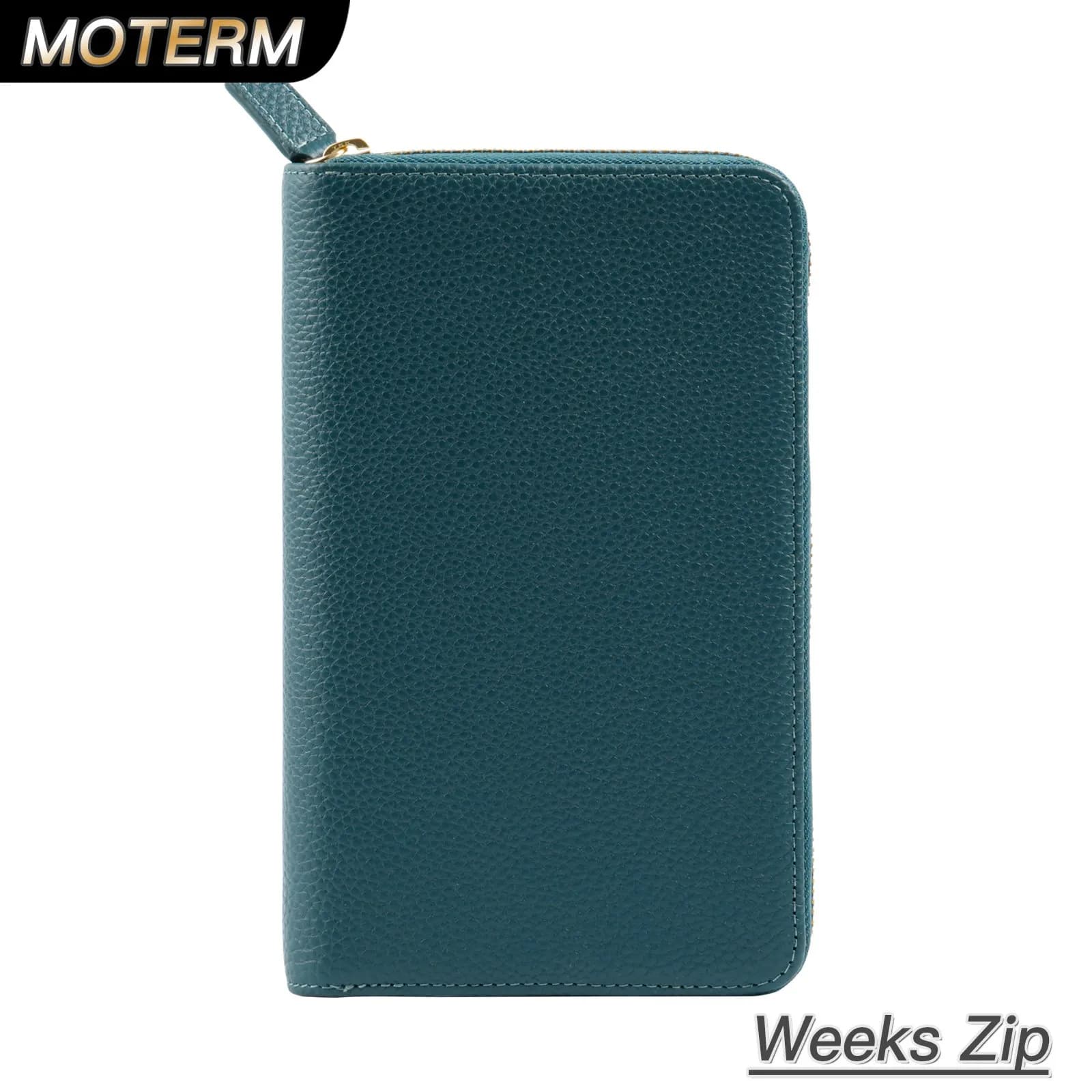 Moterm Zip Weeks 2.0 Cover for Hobo Weeks Notebook Genuine Pebbled Grain Cowhide Wider Zippered Planner Organizer Journal Diary