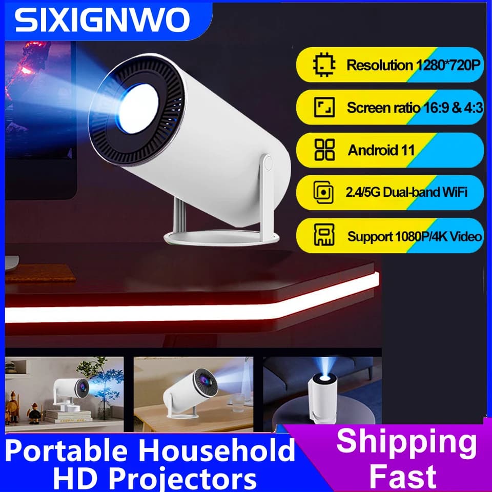 Proiettore 4K Android 11 Ultra HD 180ANSI Dual WIFI6 BT5.4 Allwinner H713 1280*720P Mini proiettore portatile per esterni domestici