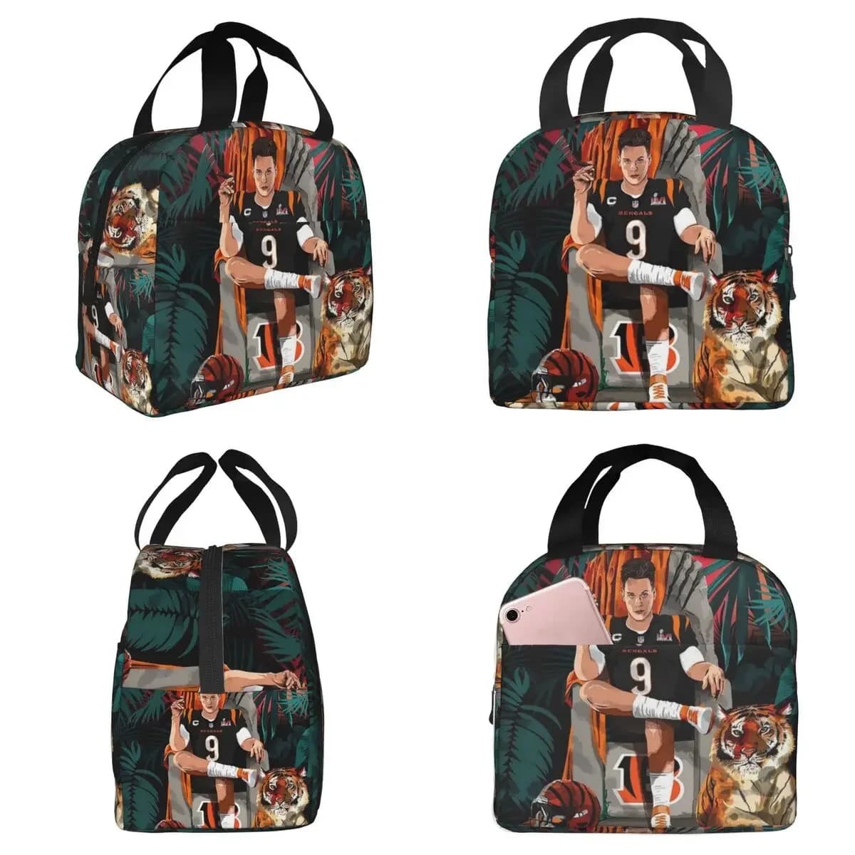 Joe Burrow Bengals 1 Insulated Lunch Bag for Kids School Cooler Thermal Food Box Tote Portable Lunch Boxes Container