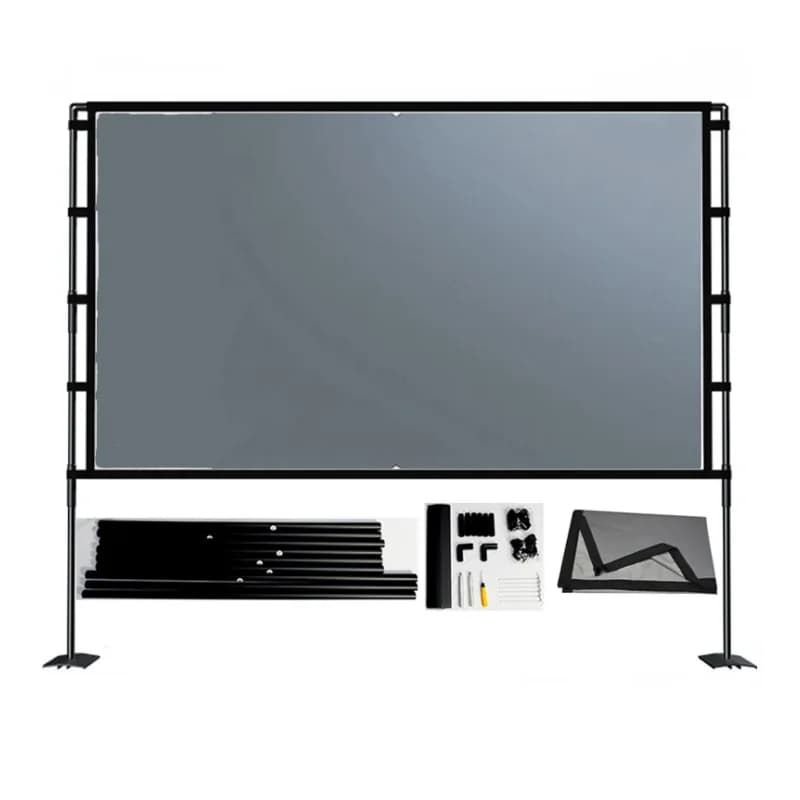 60-120inch Projector Screen With Stand Grey Anti-light Foldable Iron Plate Double Bracket Projection Screen for Outdoor Theater