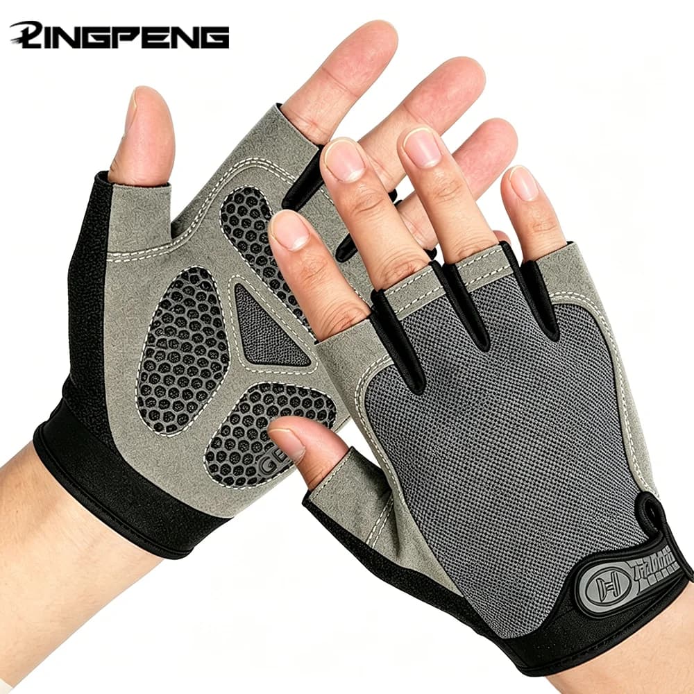 1 Pair Anti-Slip Cycling Gloves Breathable Half Fingerless Gloves Sunscreen Elastic Outdoor Sport Bicycle Gloves
