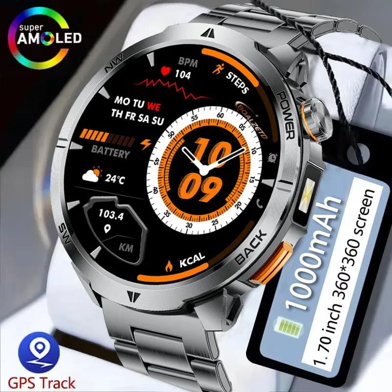 Smartwatch da esterno in offerta speciale, schermo ad alta definizione da 1,7 pollici, monitoraggio della frequenza cardiaca e del sonno, registrazione del percorso di allenamento, promemoria chiamate, ideale come regalo.
