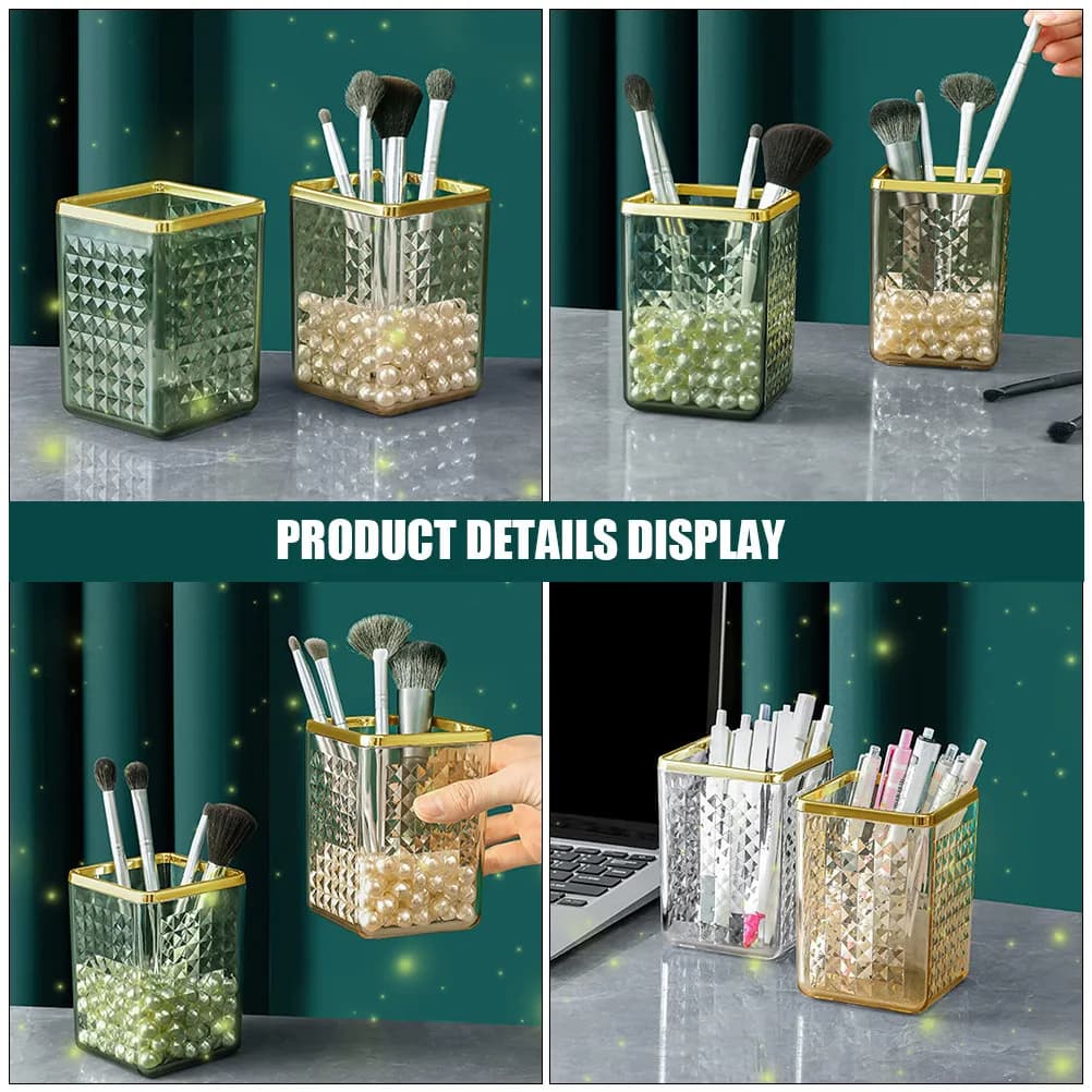 2 Pezzi Porta Pennelli Trucco in Plastica, Organizer per Cosmetici, Matite Sopracciglia, Rossetti, Penne, Pennarelli, Contenitore da Scrivania/Toeletta