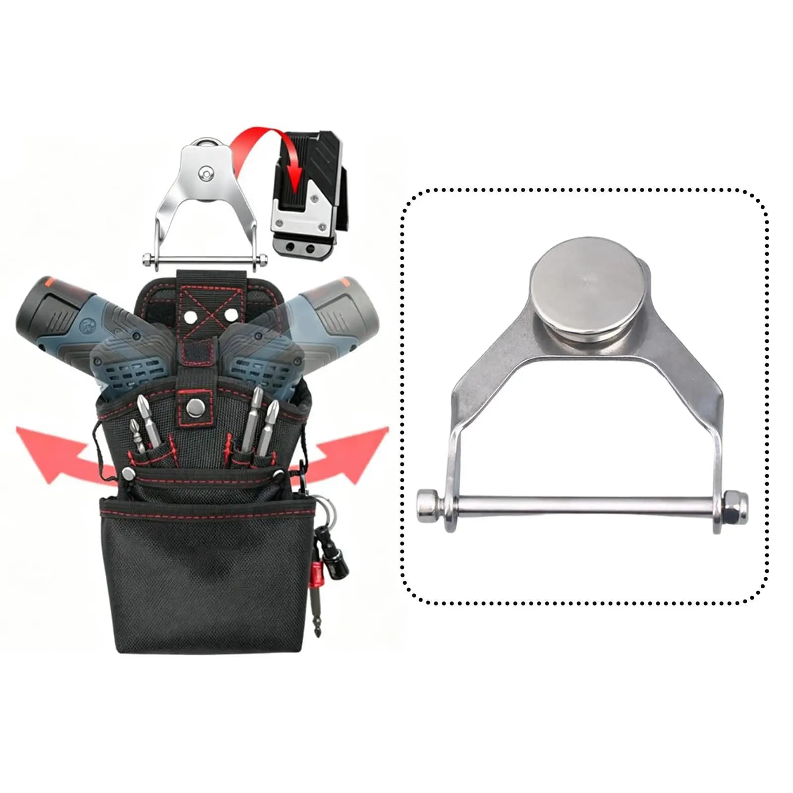 2x Tool Belt Hook Silver Professional Replacement Multipurpose Sturdy Accessory