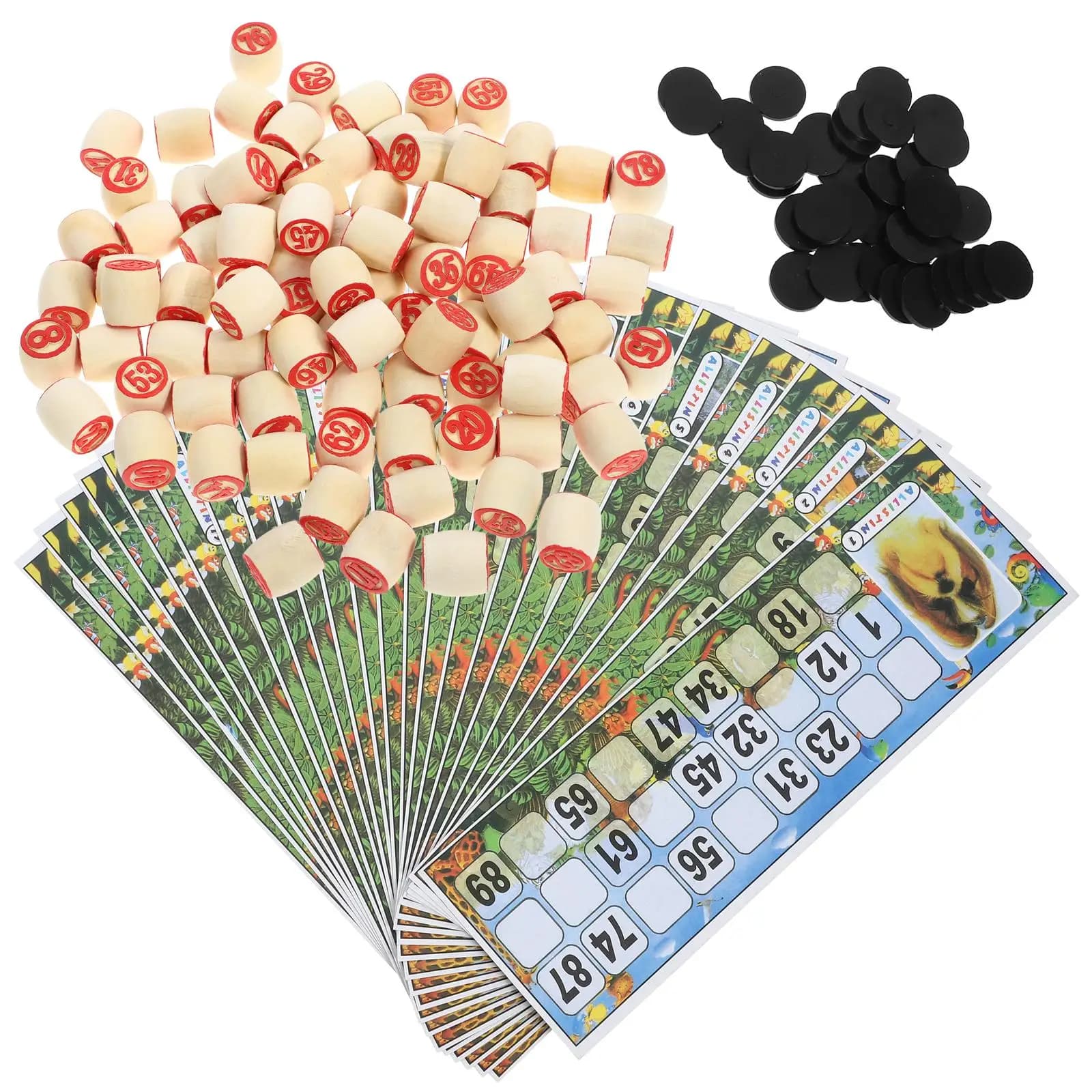1 set Numero di legno Pezzi degli scacchi Gioco di società interattivo per famiglie Lotto russo Giocattoli da viaggio Set di giochi di bingo Puntelli di gioco di bingo per feste