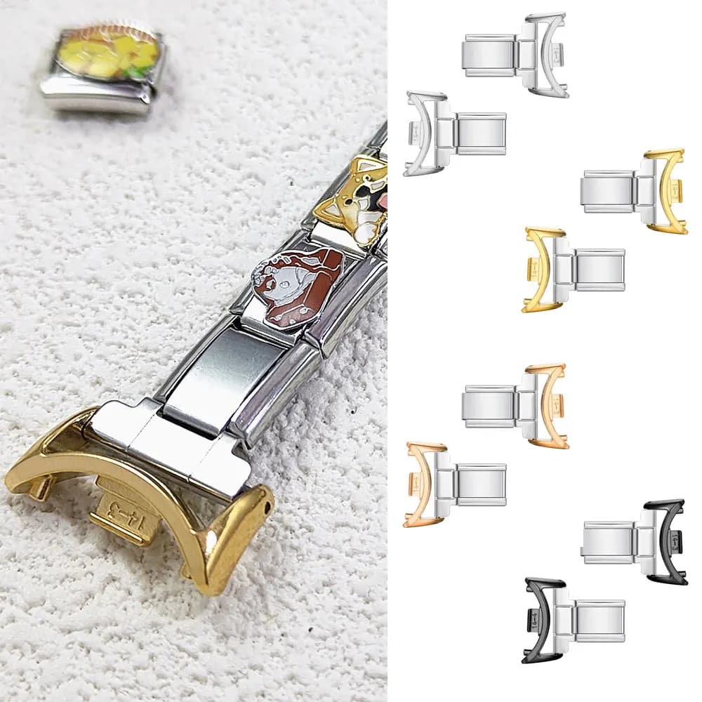 Personalized Designer Smart Watch Adapter 14mm Strap Connector Italian Bracelet Stainless Steel Accessories DIY Jewelry Gift
