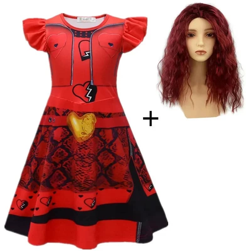 New 2026 Halloween The Rise of D-Descendants 4 Bridget Cosplay Costume Disguise Party Fancy Red Dress COS