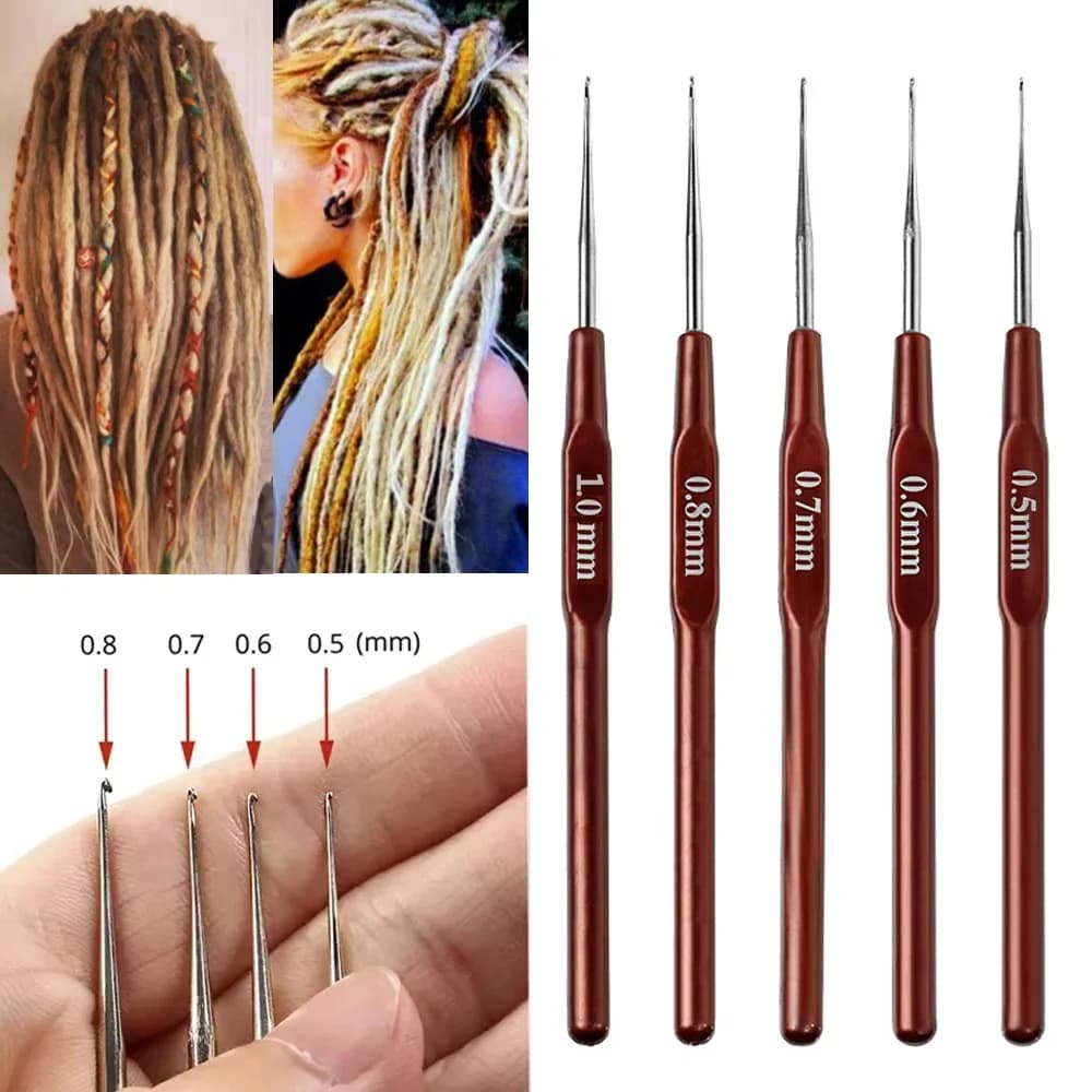 Set di Uncinetti per Dreadlock, Strumento per Intrecciare Capelli, Diametro 0.5mm-0.8mm, Aghi per Dreadlock, Regalo per Parrucchieri