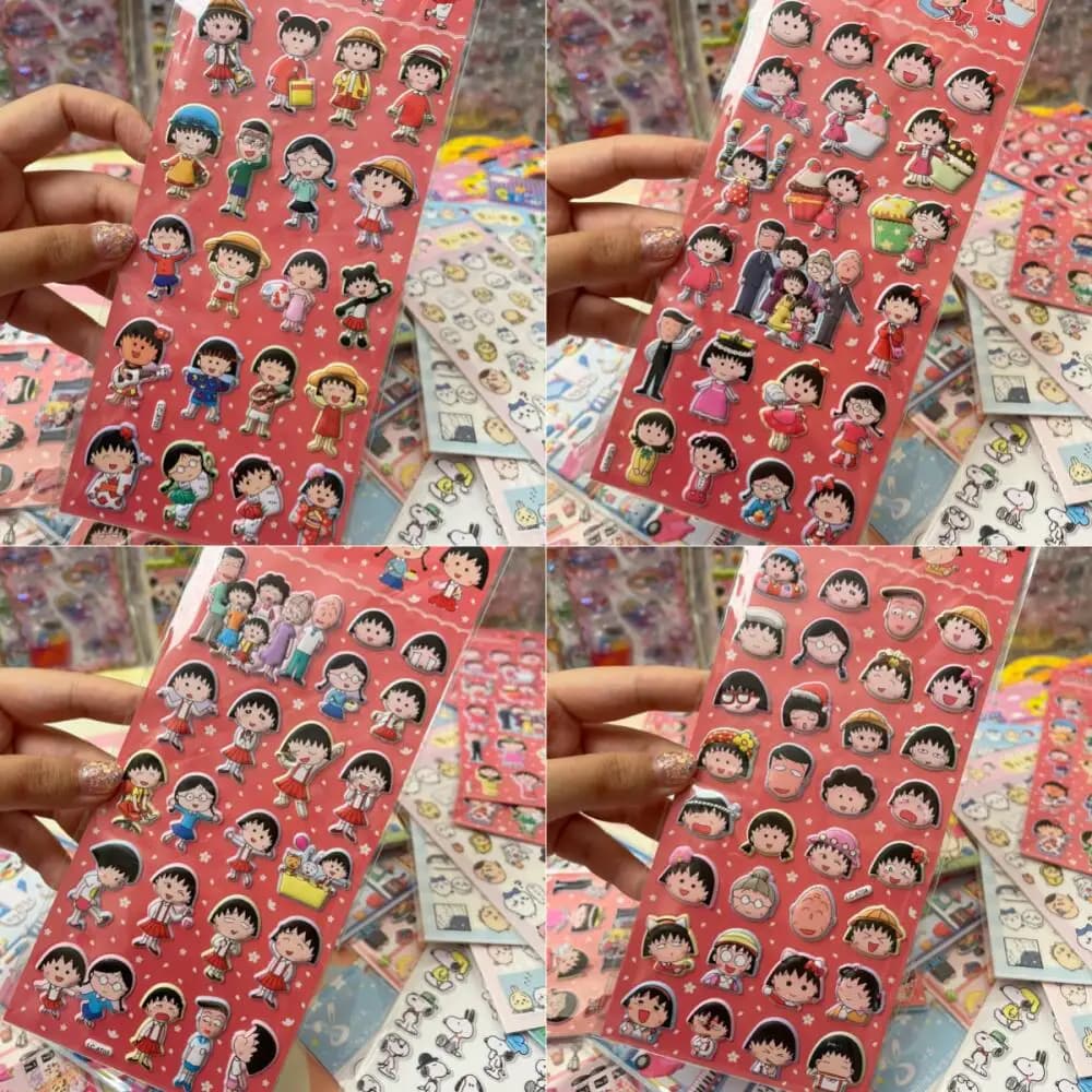 Adesivi Tridimensionali in Cotone a Bolle Chibi Maruko-Chan, Decorazione per Scrivania, Fai-da-Te, Astuccio per Matite, Regalo di Compleanno per Ragazze
