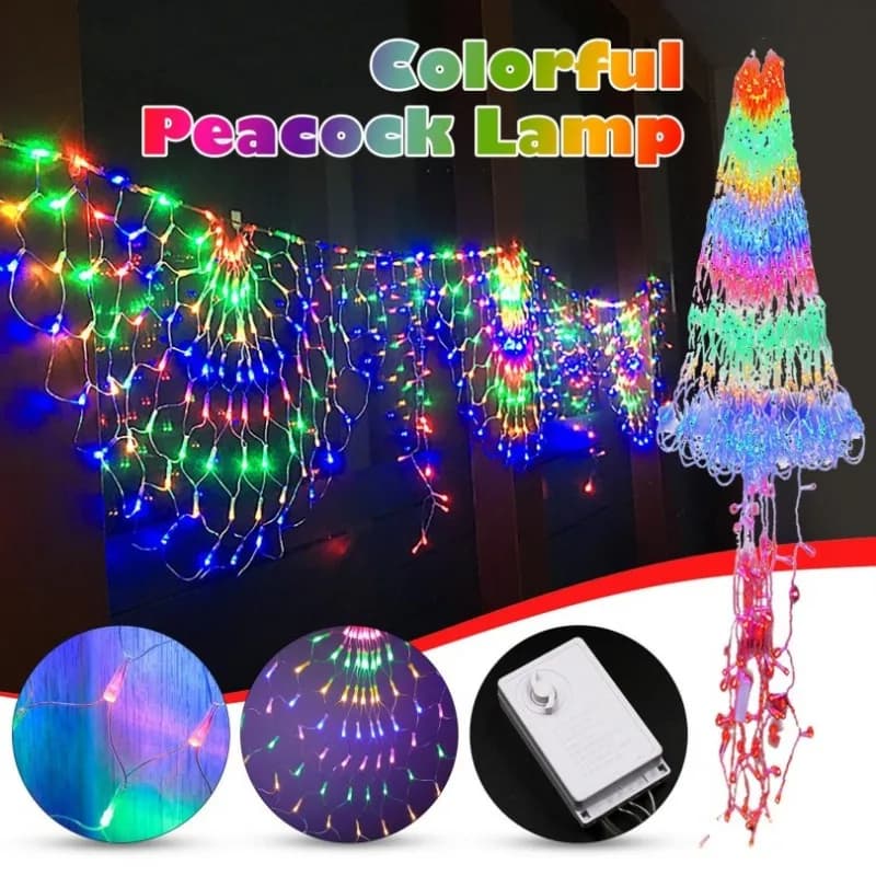 LED colorato pavone lampeggiante luci pavone luci lampeggianti luci a corda pavone esterno luce decorativa per rete da pesca