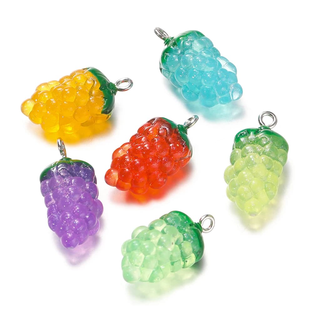 10Pcs 12x23mm pendenti con ciondoli in resina d'uva per orecchini collana portachiavi Charms accessori per la creazione di gioielli fai da te