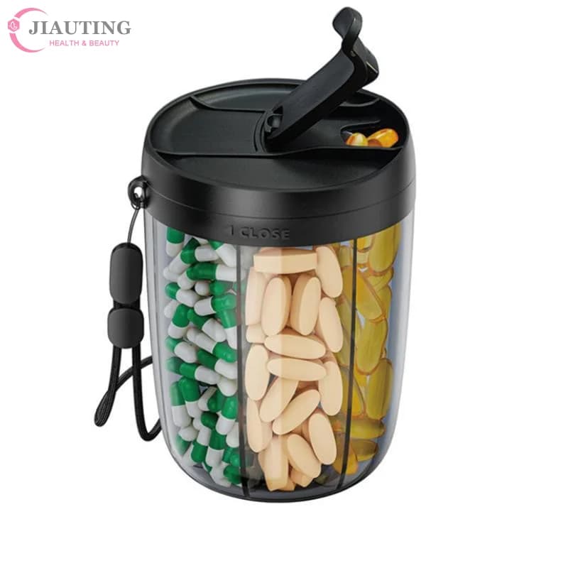 1Pcs 6-Compartment Vitamin Supplement Pill Storage Box Daily Medicine Organizer