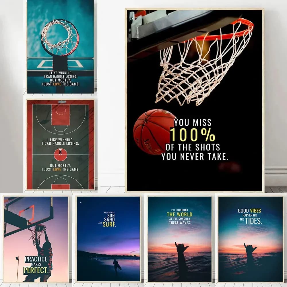 Sport Inspirational Saying Basket Poster e stampa su tela Pittura Wall Art Immagini motivazionali per la camera Home Decor Gift