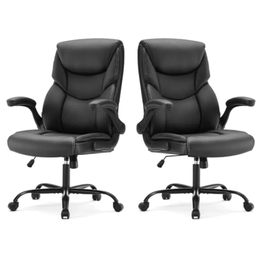 Set di 2 sedie da ufficio ergonomiche per computer e gaming, sedie girevoli con ruote per impieghi gravosi, braccioli ribaltabili, regolabili