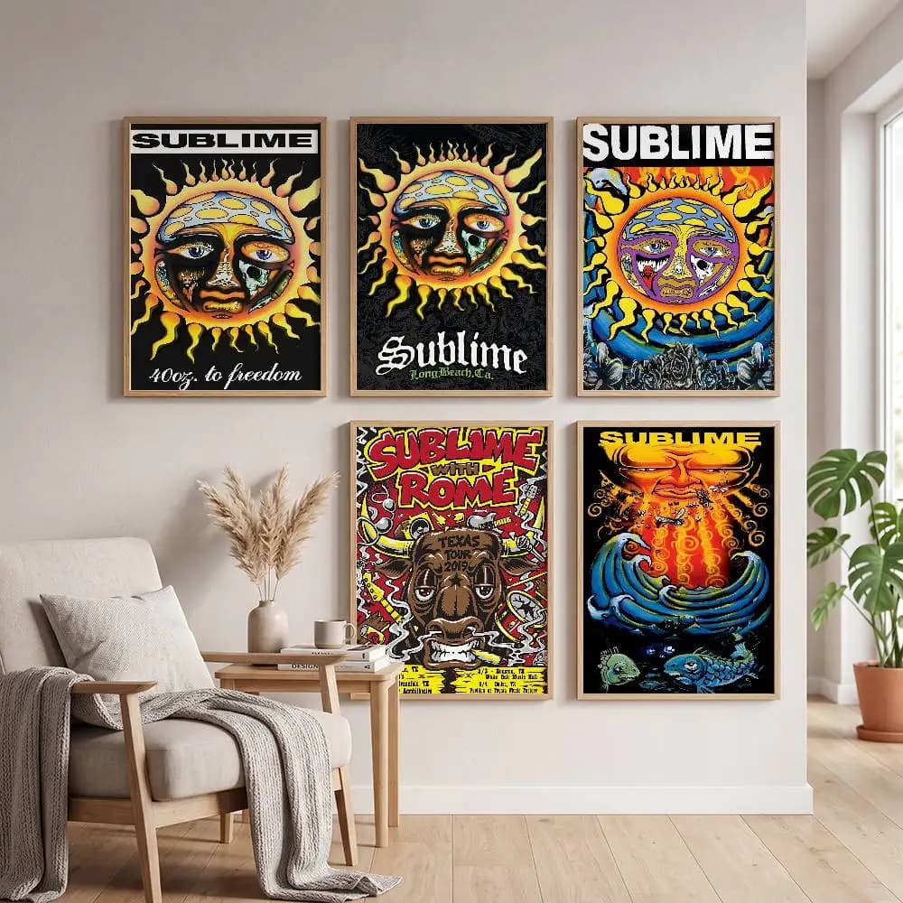 S-Sublime Band Anime Poster Self-adhesive Art Waterproof Paper Sticker Coffee House Bar Room Wall Decor