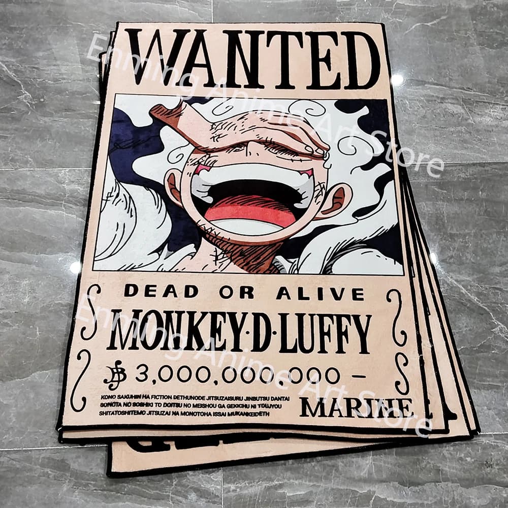 Tappeti irregolari Anime One Piece Wanted Rufy Gear 5 Personalizza Tappeto cartone animato Tappeto fatto a mano per la decorazione domestica