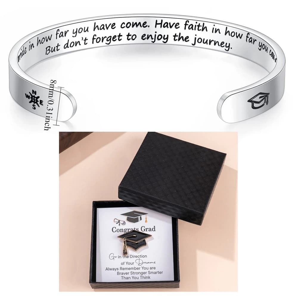 Scatola per cappelli da laurea Regali di laurea per lei Bracciale regolabile Spilla per bracciale per scatola di carte per classi universitarie delle scuole medie