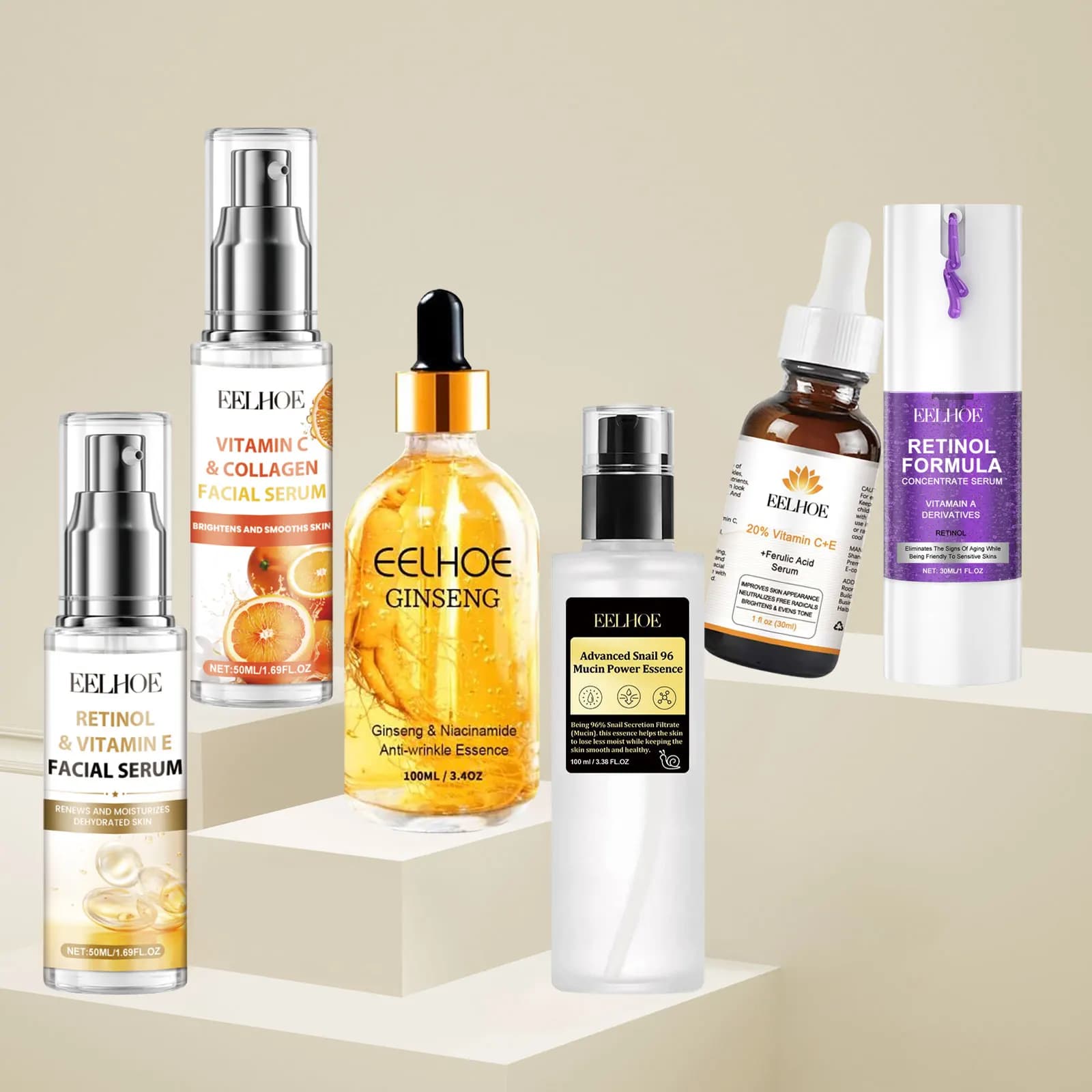EELHOE Siero rassodante anti-wrinkle Retinolo Hydratante Face Rejuvenation Clear skin strengthening Serum narrowing of pores to vitamin C