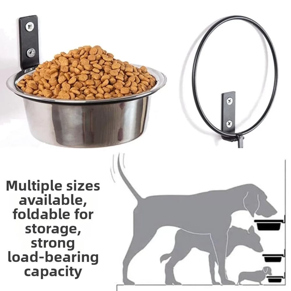 Foldable Hanging Pet Bowl Anti Slip Wall Mounted Stationary Dog Cage Bowl 6/8inch Multifunction Cat Food Water Bowl Home