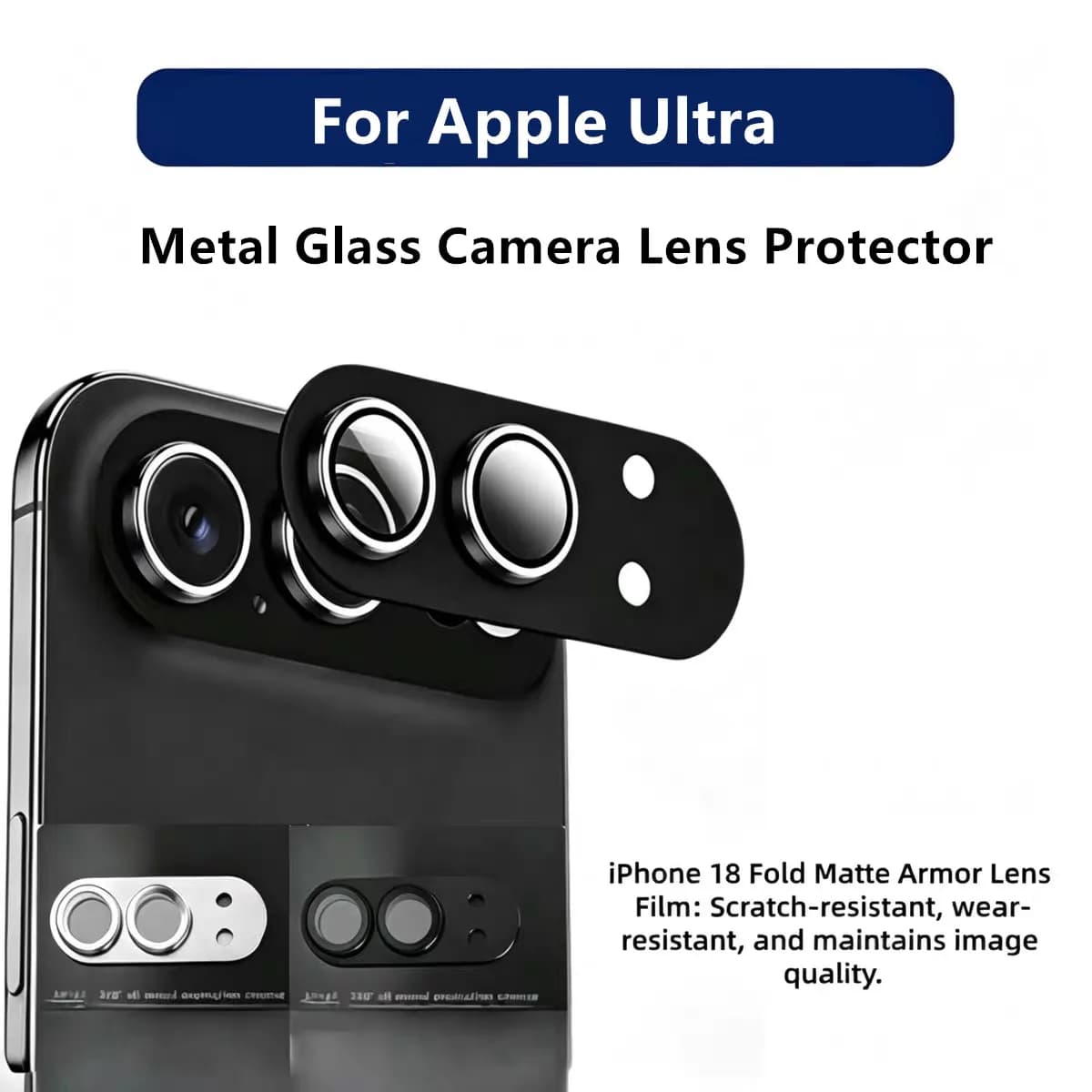 Matte Camshield Aluminum Metal Camera Bezel Protector for iPhone Duo Fold Ultra HD Tempered Glass Alloy Lens Ring Film Sticker