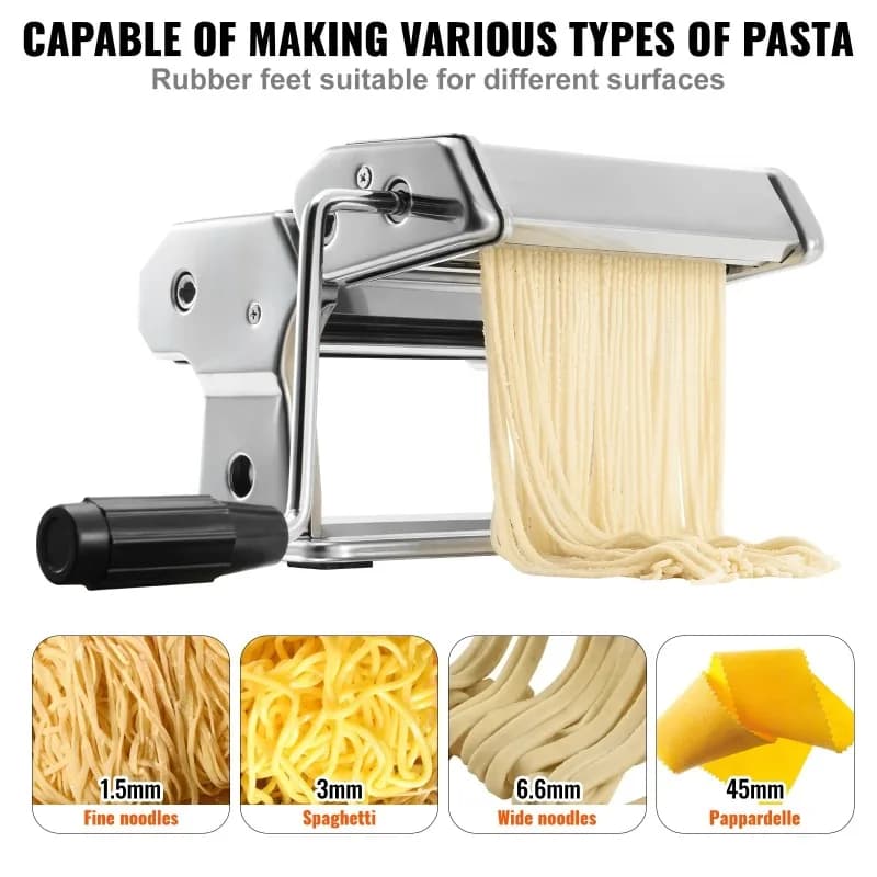 Singwinner Manual Pasta Maker Machine Set Stainless Steel Slicer Fresh Noodle Rollers Cutter Home-Appliance