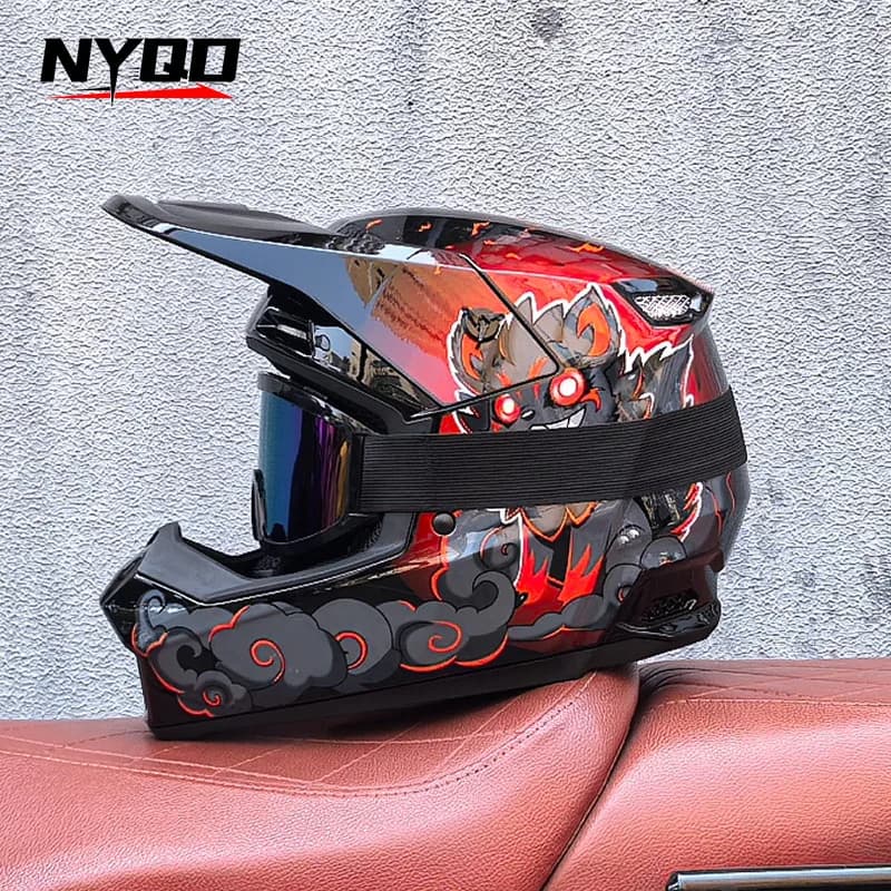 Orz Off-Road Three-Piece Helmet Downhill Woodroad Mountain Bike Full Helmet Removable Safety Helmet Teen Self