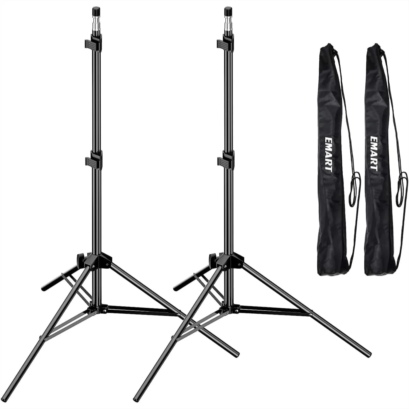 7 Ft Light Stand For Photography Portable Photo Video Tripod Stand 2 Pack With Carry Case For Speedlight Flash Softbox Strobe Light Camera Photographic Portrait