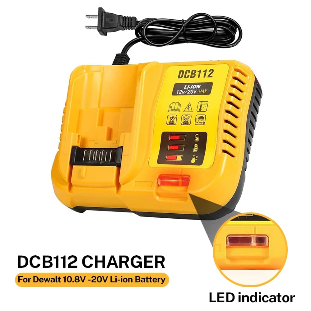 DCB112 2A Lithium Battery Charger For Dewalt 10.8V 12V 14.4V 18V 20V DCB206 DCB205 DCB204 DCB203 DCB120,DCB107 DCB115 DCB105