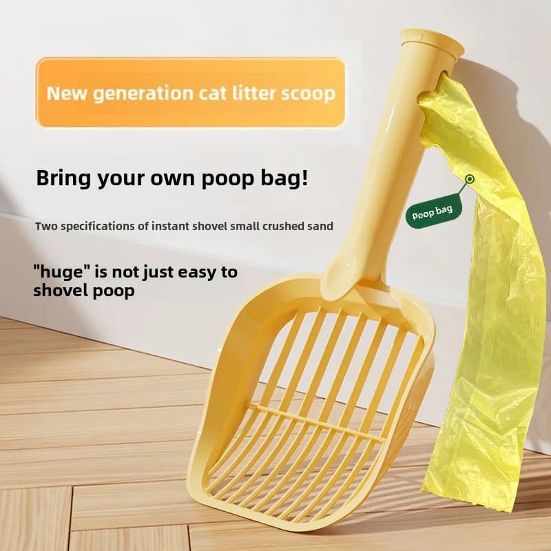 Nuova Generazione Paletta per Lettiera Gatti Monopezzo, con Gancio per Sacchetti Igienici Integrato, Due Misure, Facile da Usare per Sabbia Compatta
