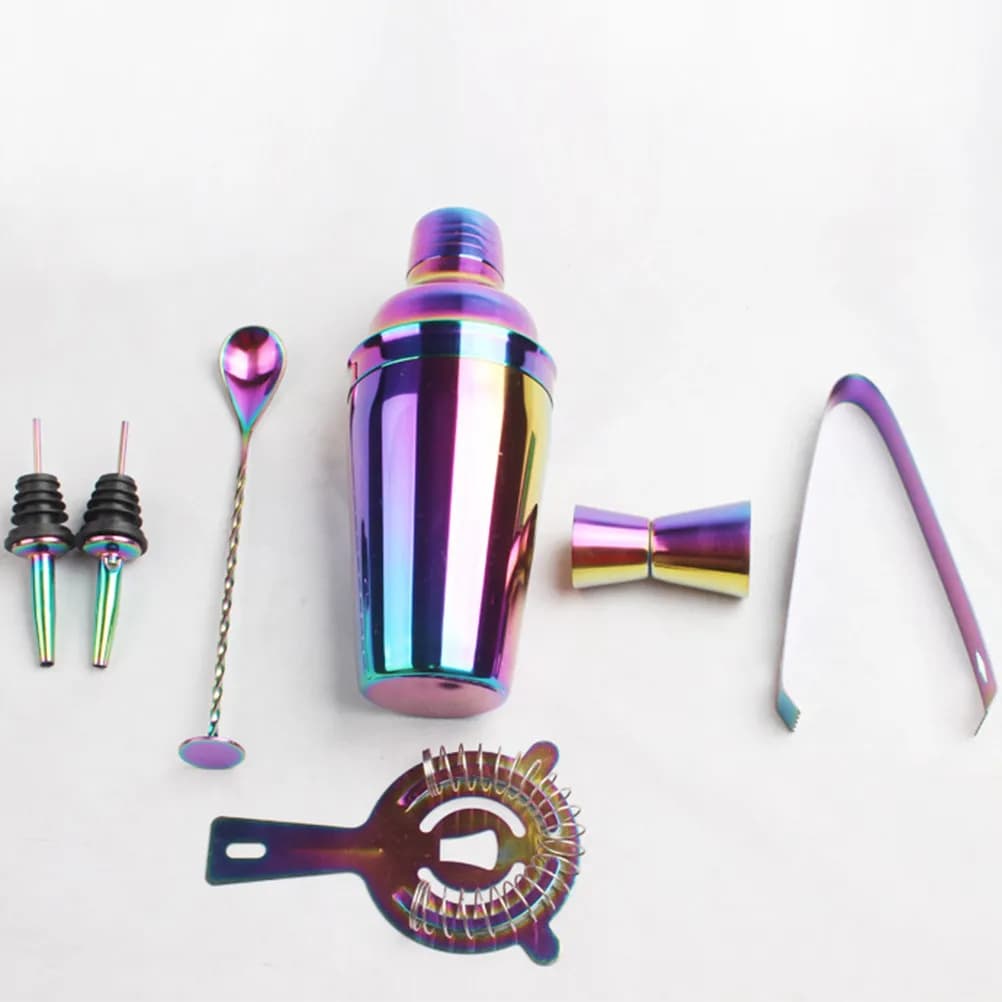Set da 8 Pezzi per Cocktail in Acciaio Inox, Placcatura Colorata, Strumenti Professionali per Barman, Kit Mixer per Bar e Ristoranti