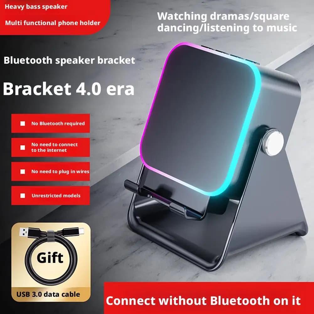 Support for automatic folding phone 5 in 1 with Bluetooth speaker, RGB atmosphere light and wireless charger | Touch sensor, desktop/comodino