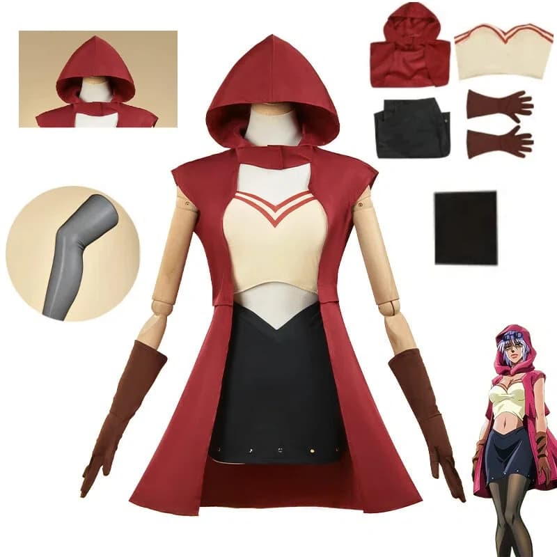 Costume Cosplay Anime JoJo Bizarre Adventure, Abbigliamento Interno, Guanti, Collant, Stile Carino Mariah, Costume da Ragazza Magnetica per Halloween